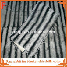 Top quality whole skin fur dyed color chinchilla rex rabbit blanket